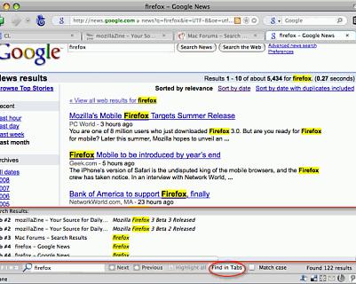 Find In Tabs - многостраничный поиск в Firefox